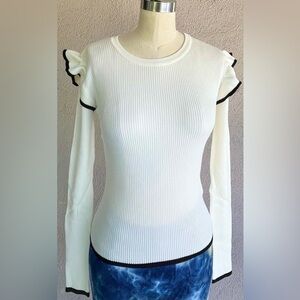 Elegant White Ruffle Sleeve Top